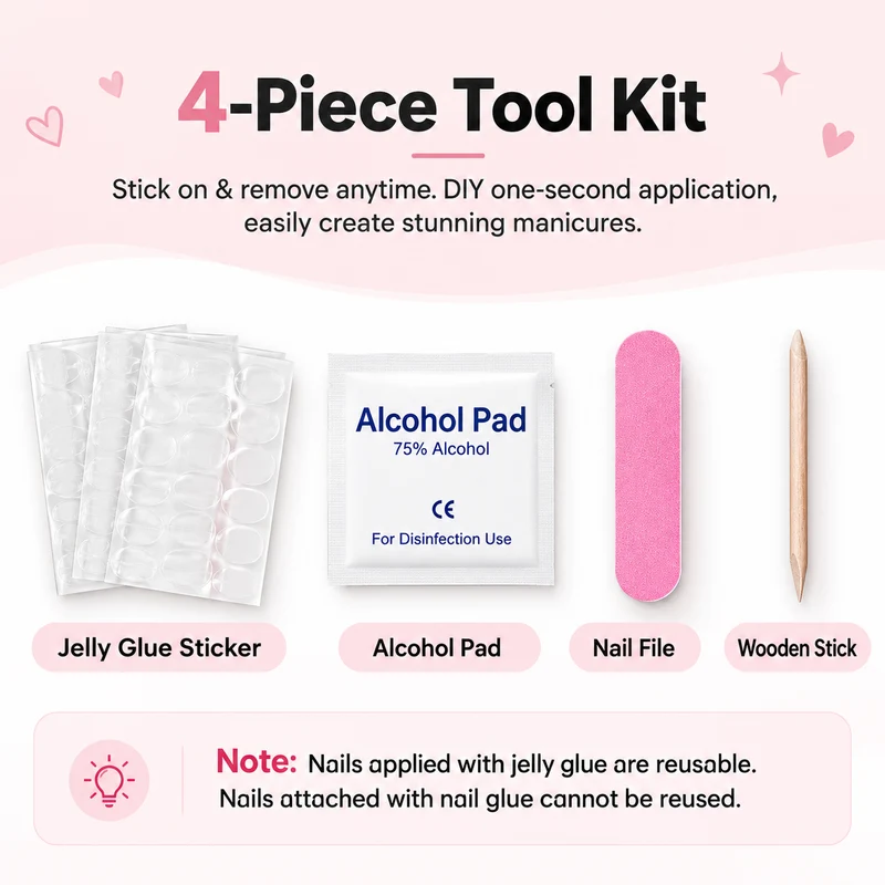 White Press On Nails - Milk White Cross Application Kit