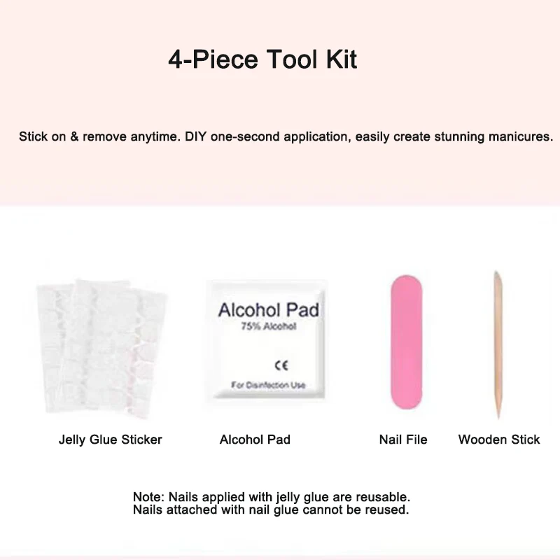 White Press On Nails - Milk White Cross Application Kit