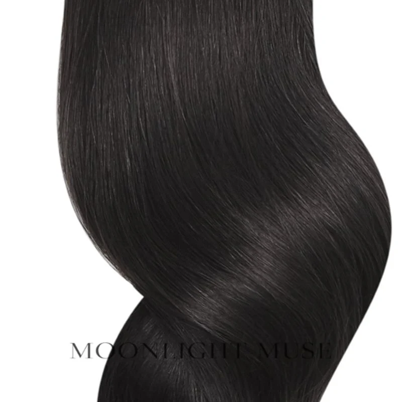 Mondschein Muse Jungfrau Haar 55cm V-Spitze Haar Schwarz W weich warm Col#1W