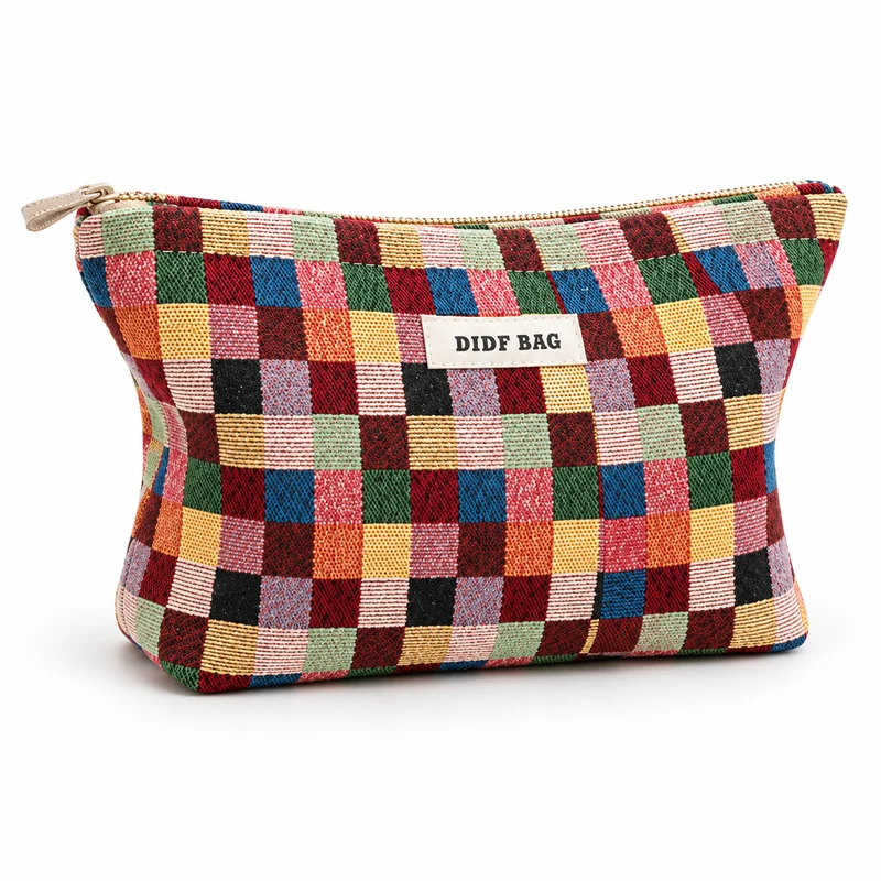 Travel Cosmetic Bag - Plaid Makeup Organizer in 2 Sizes