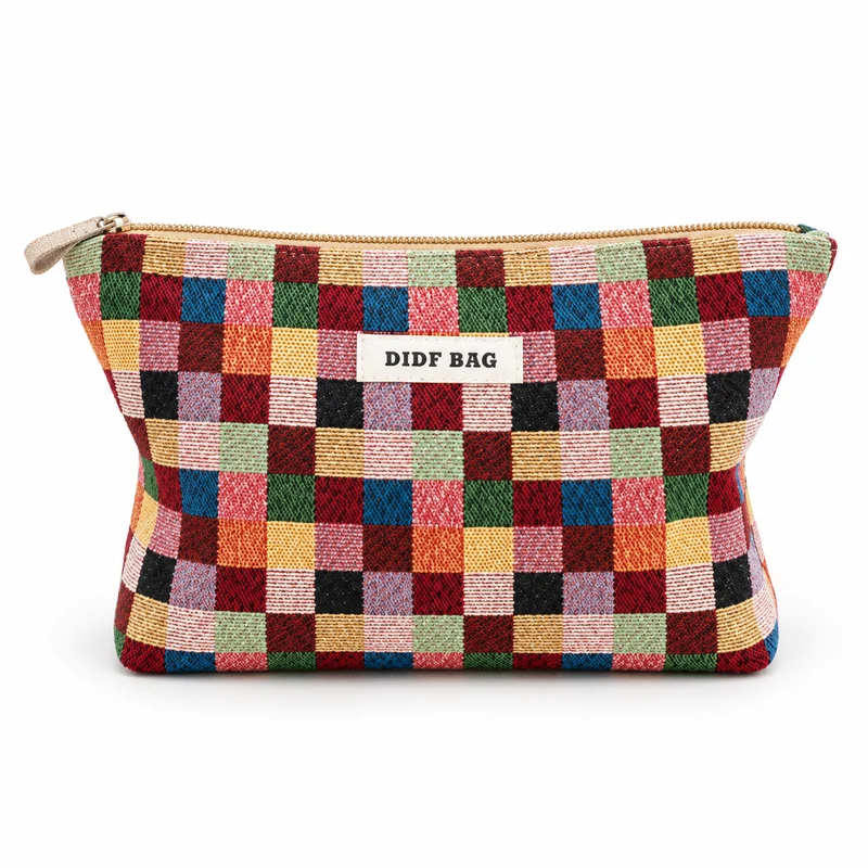 Travel Cosmetic Bag - Plaid Makeup Organizer in 2 Sizes