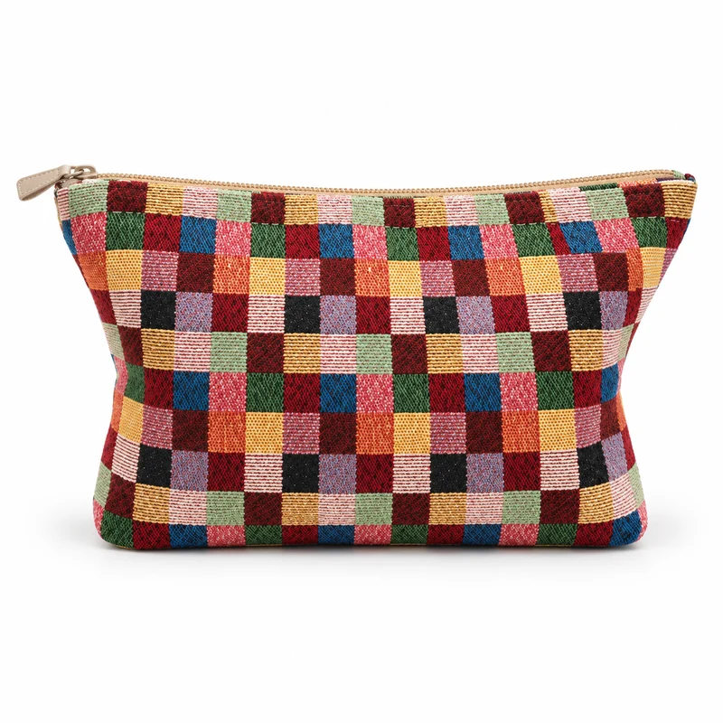 Travel Cosmetic Bag - Plaid Makeup Organizer in 2 Sizes