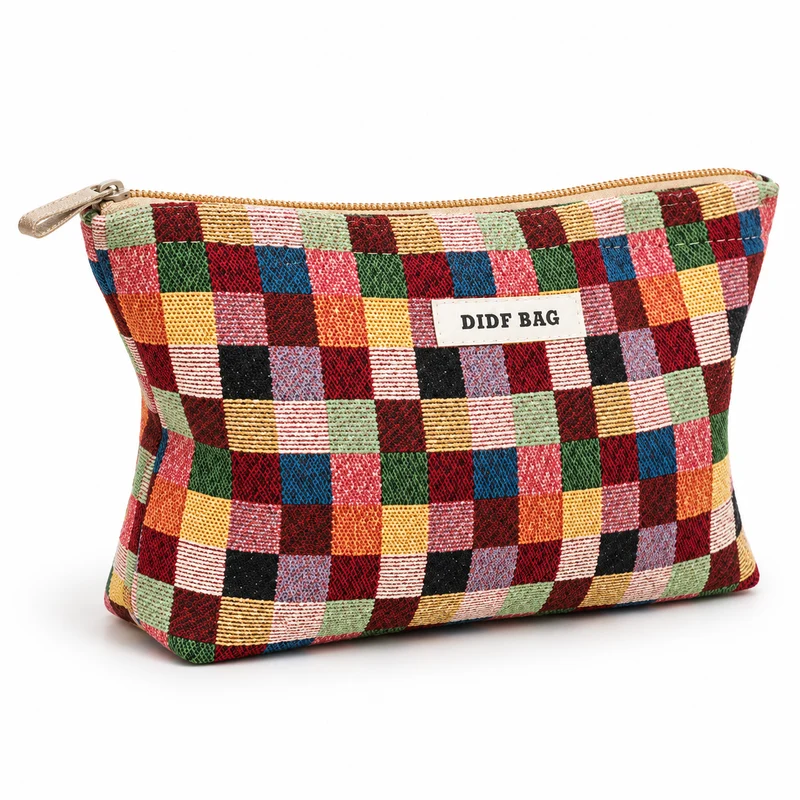 Travel Cosmetic Bag - Plaid Makeup Organizer in 2 Sizes
