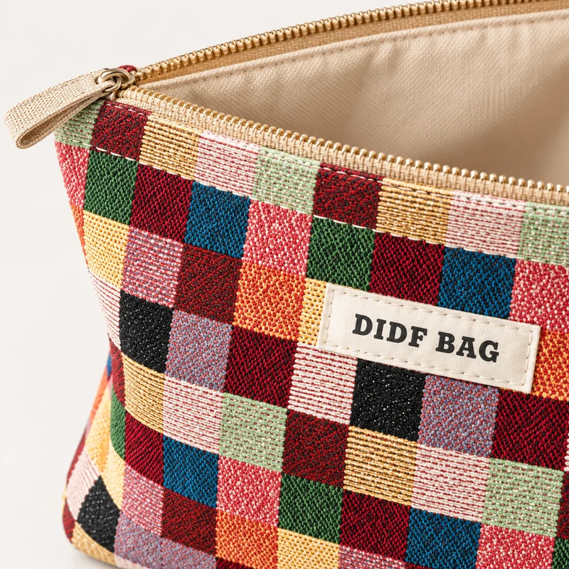 Travel Cosmetic Bag - Plaid Makeup Organizer in 2 Sizes