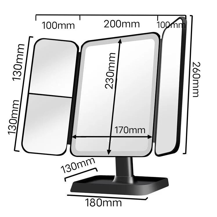 Thin Folding Makeup Mirror – Double Door LED, Shop Now