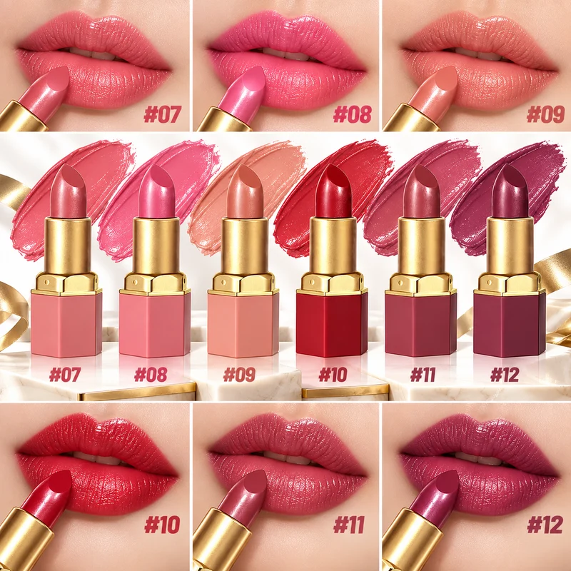 Gold Lipstick Matte - 6 Shades in a Gift-Ready Gold Bar