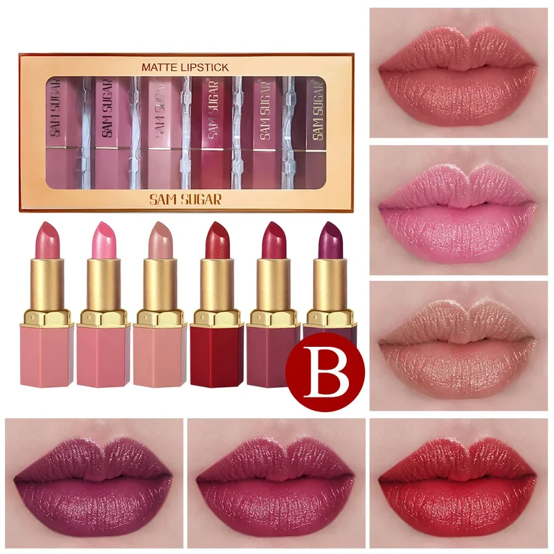 Gold Lipstick Matte - 6 Shades in a Gift-Ready Gold Bar