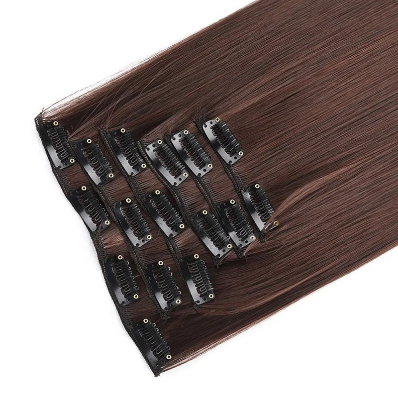 Clip In Hair Extensions 60cm Seamless Straight 6 Pc Set