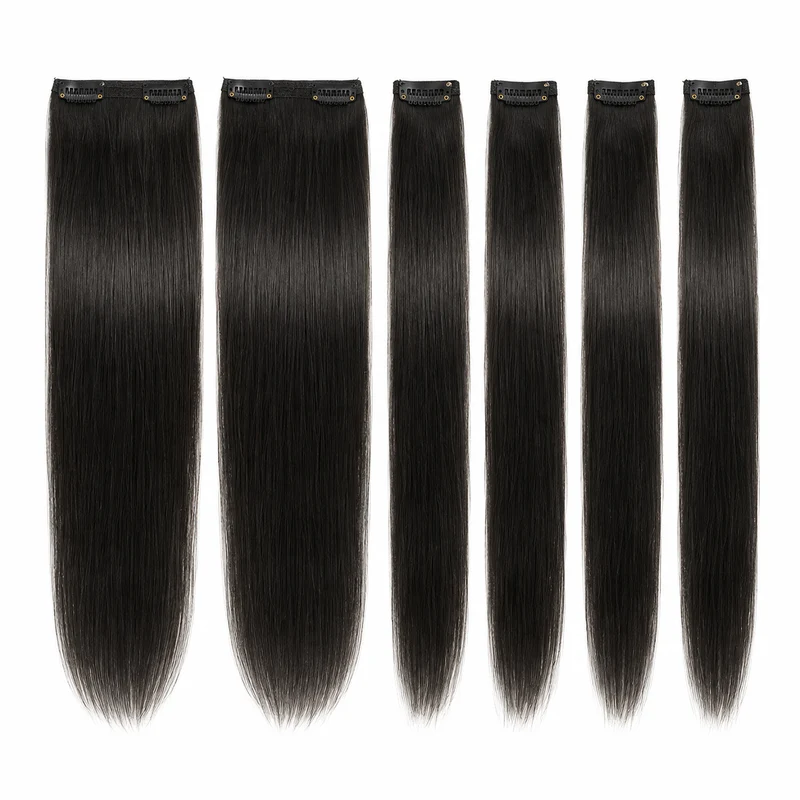 Clip In Hair Extensions 60cm Seamless Straight 6 Pc Set