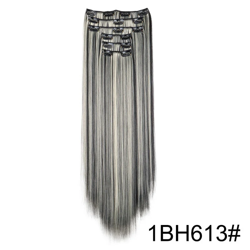 Clip In Hair Extensions 60cm Seamless Straight 6 Pc Set