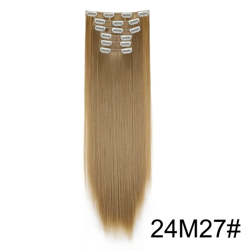 Clip In Hair Extensions 60cm Seamless Straight 6 Pc Set