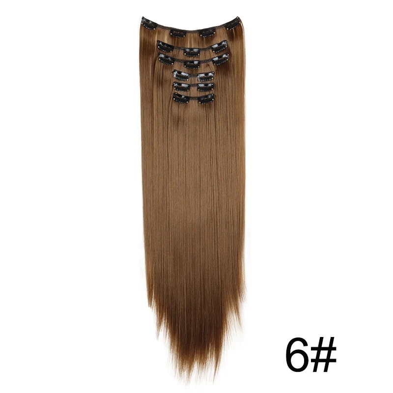 Clip In Hair Extensions 60cm Seamless Straight 6 Pc Set