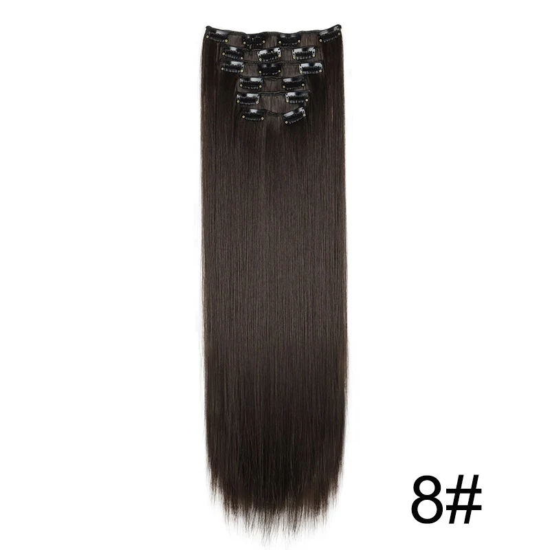 Clip In Hair Extensions 60cm Seamless Straight 6 Pc Set