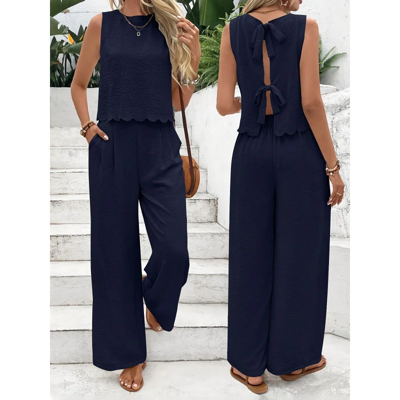 Women Sleeveless Vest Pants Set Casual Summer Two Piece