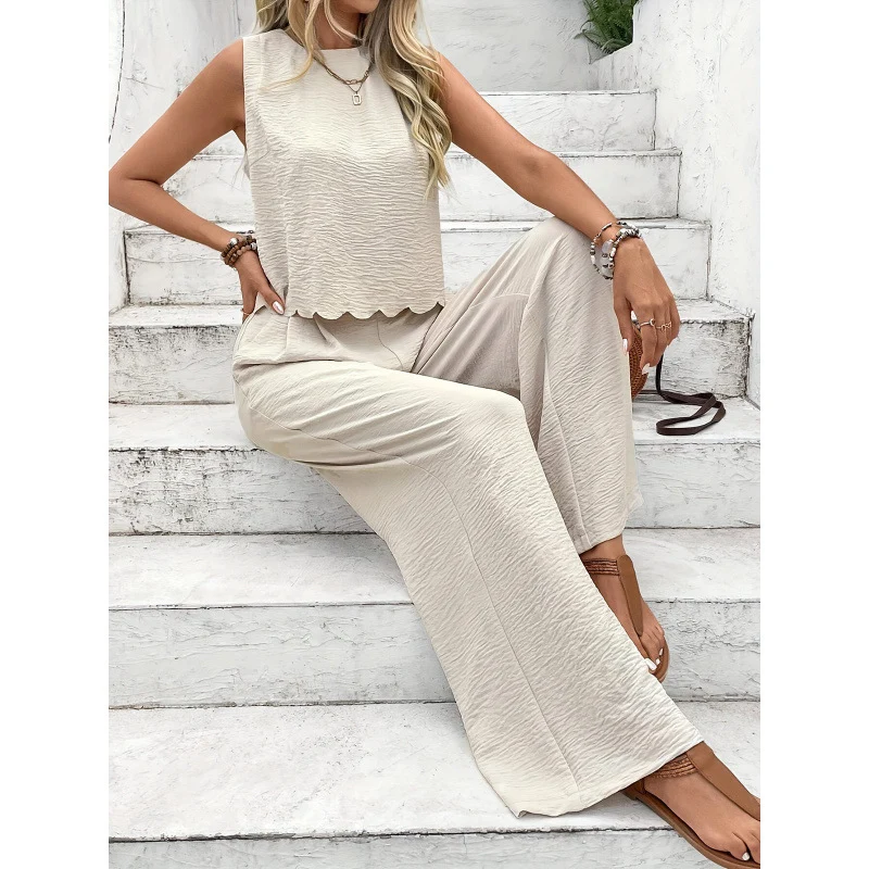 Women Sleeveless Vest Pants Set Casual Summer Two Piece