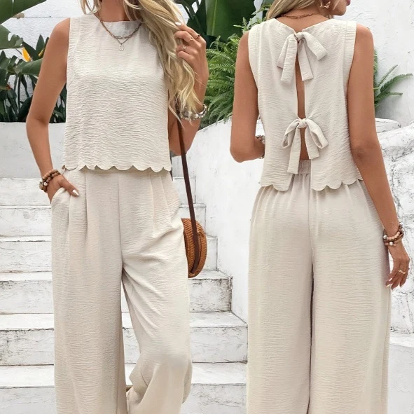 Women Sleeveless Vest Pants Set Casual Summer Two Piece