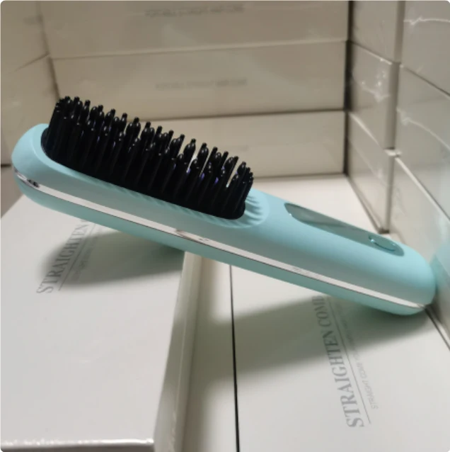 Cordless Hair Straightener Brush with Fast Heat and LCD