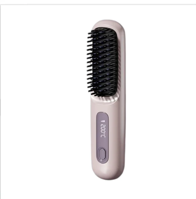 Cordless Hair Straightener Brush with Fast Heat and LCD