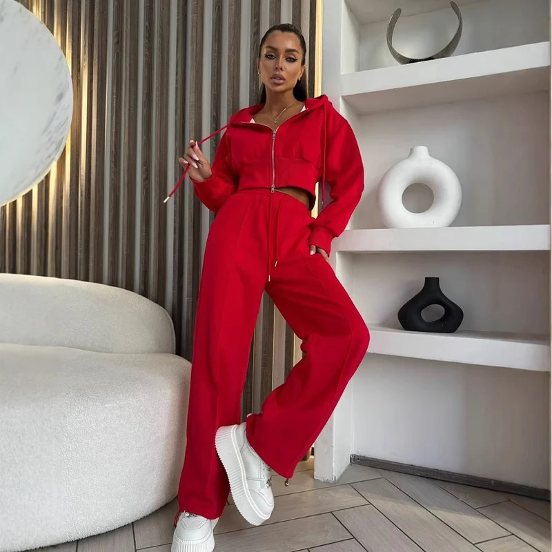 Women's Cinched Hoodie Cotton Set - Casual Street