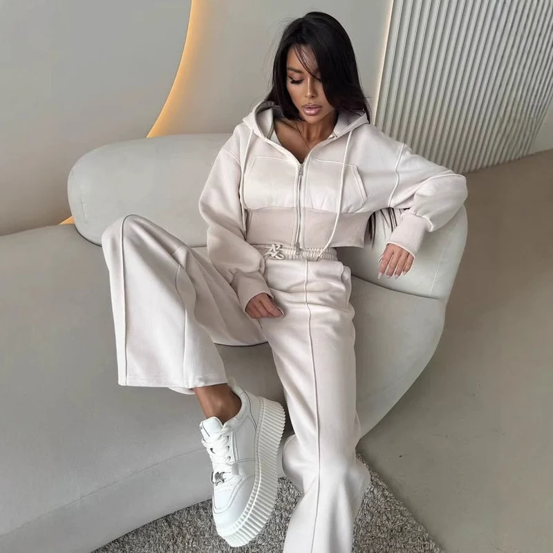 Women's Cinched Hoodie Cotton Set - Casual Street