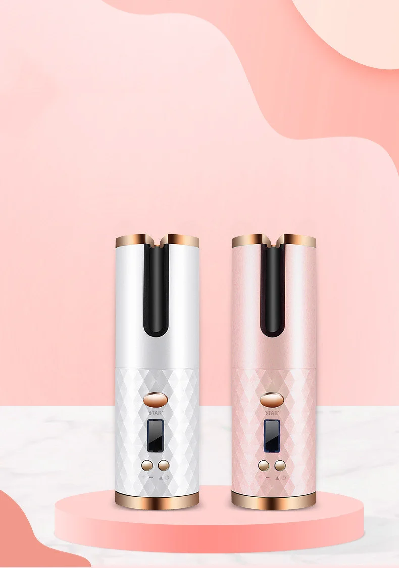 Rechargeable Ceramic Automatic Hair Curler with LCD