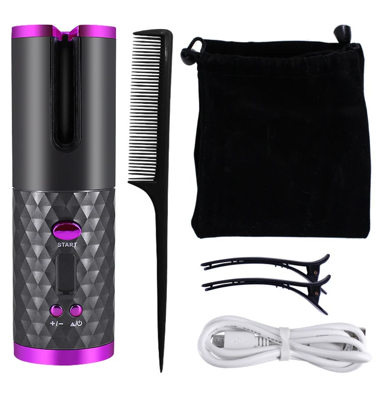 Rechargeable Ceramic Automatic Hair Curler with LCD