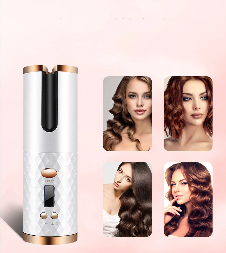 Rechargeable Ceramic Automatic Hair Curler with LCD