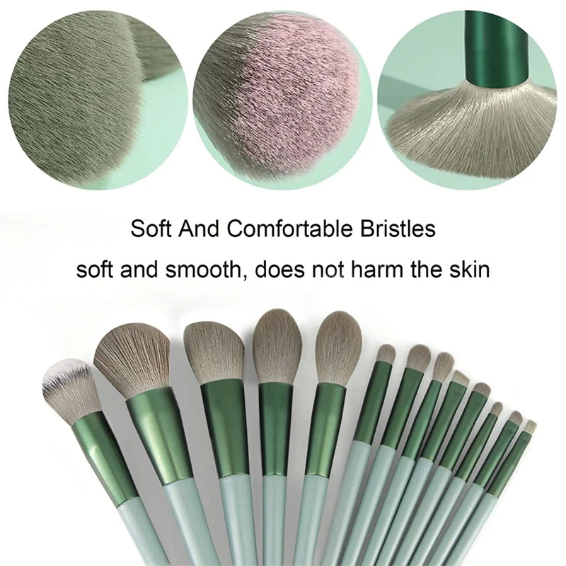 Soft Makeup Brushes - 13-Piece Set for Face, Eyes, Lips
