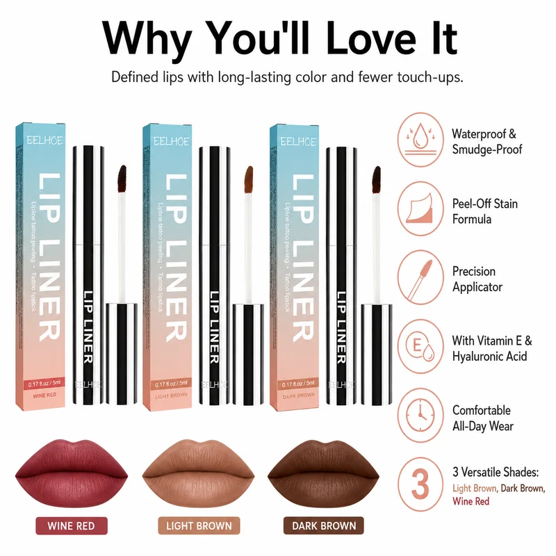 Waterproof Lip Liner for Precise All-Day Lip Definition