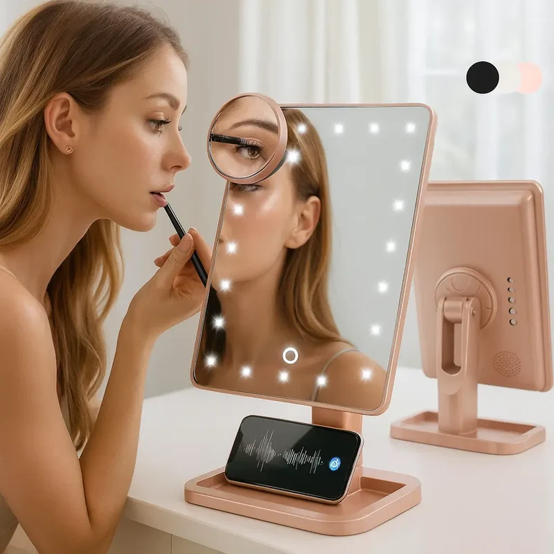 Touch Screen Makeup Mirror - 20 LED, 10X with Bluetooth