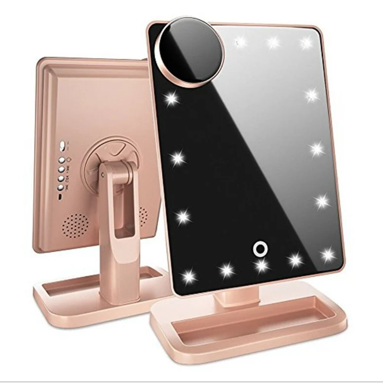 Touch Screen Makeup Mirror - 20 LED, 10X with Bluetooth