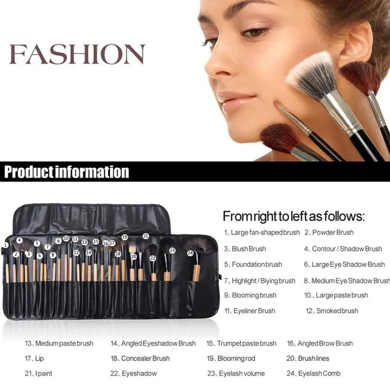 24-Piece Makeup Brush Set with Travel Pouch