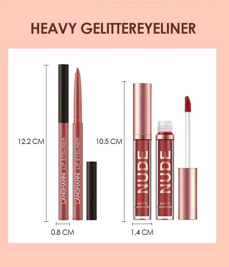 12-Piece Lipstick Set with Matte Lip Liners in 6 Colors
