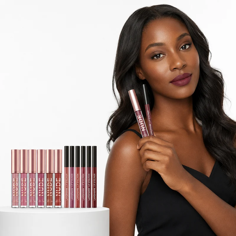 12-Piece Lipstick Set with Matte Lip Liners in 6 Colors
