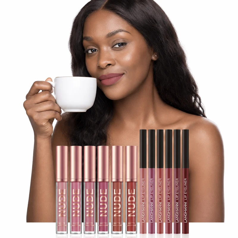 12-Piece Lipstick Set with Matte Lip Liners in 6 Colors