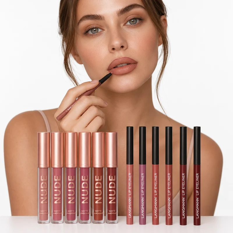 12-Piece Lipstick Set with Matte Lip Liners in 6 Colors