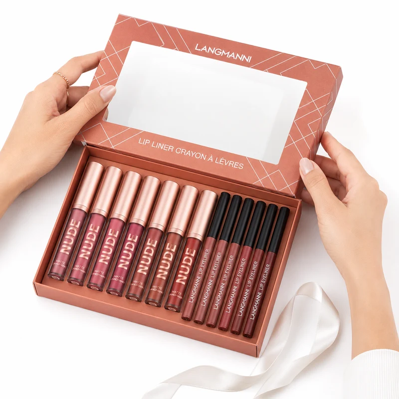 12-Piece Lipstick Set with Matte Lip Liners in 6 Colors