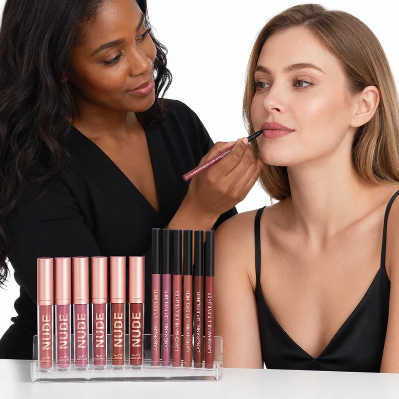 12-Piece Lipstick Set with Matte Lip Liners in 6 Colors