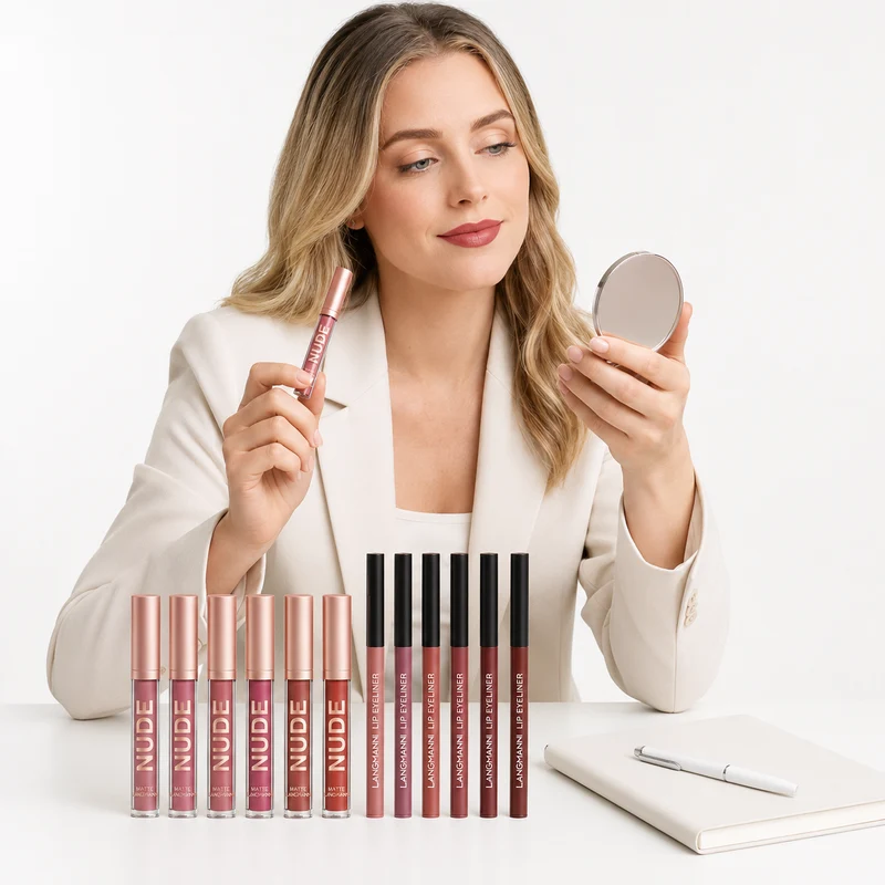 12-Piece Lipstick Set with Matte Lip Liners in 6 Colors
