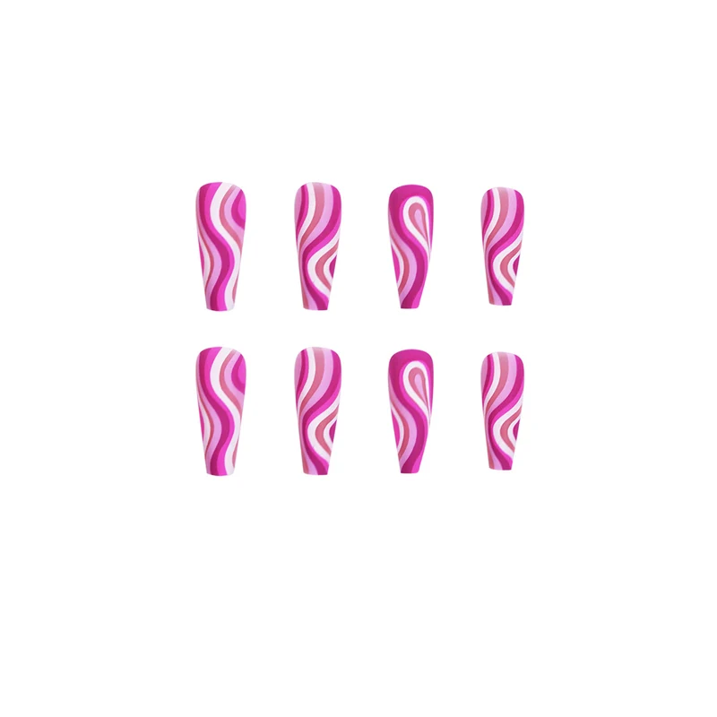 Press On Nails With Glue Pink Swirl 24 Piece Beauty Set