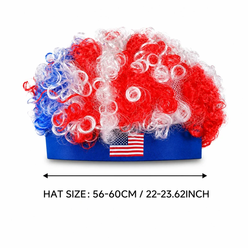 Red White Blue Wig for USA Soccer Game Day Outfits Gear