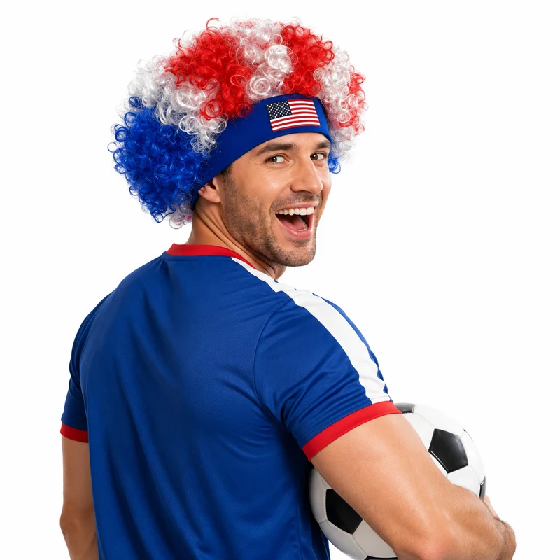 Red White Blue Wig for USA Soccer Game Day Outfits Gear