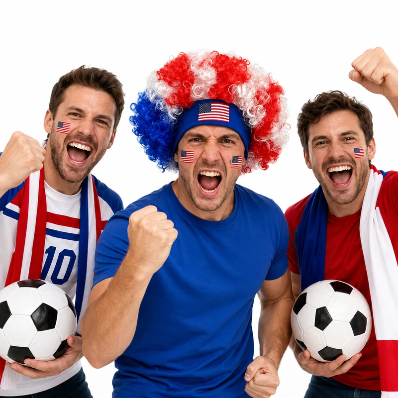 Red White Blue Wig for USA Soccer Game Day Outfits Gear