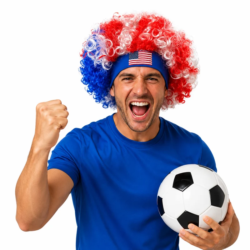 Red White Blue Wig for USA Soccer Game Day Outfits Gear