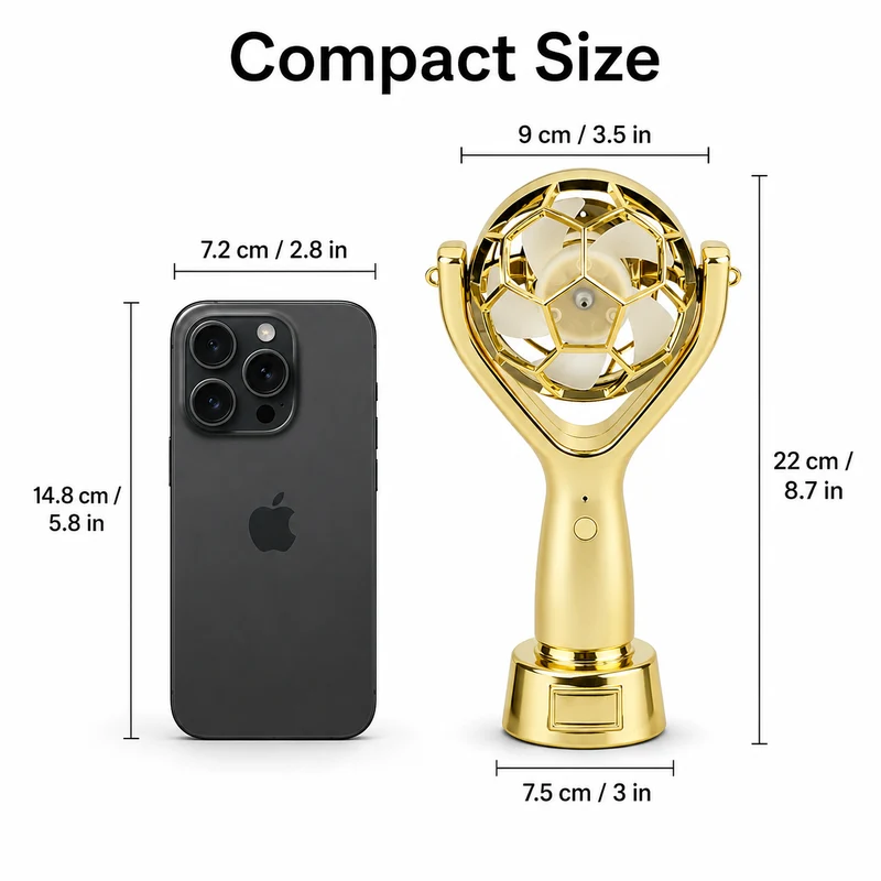 Rechargeable Handheld Fan Gold Cup Football Stadium Fan