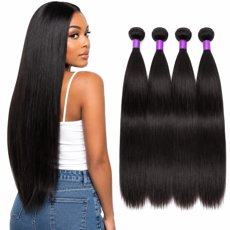 Brazilian Straight Hair Bundle 1B Human Hair Soft Wefts
