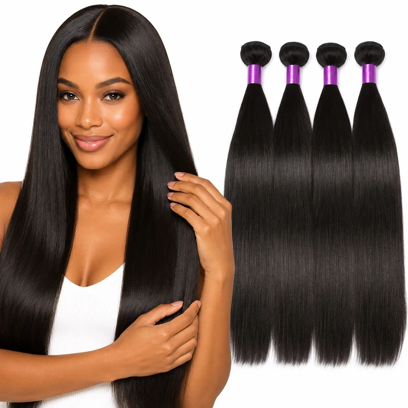 Brazilian Straight Hair Bundle 1B Human Hair Soft Wefts
