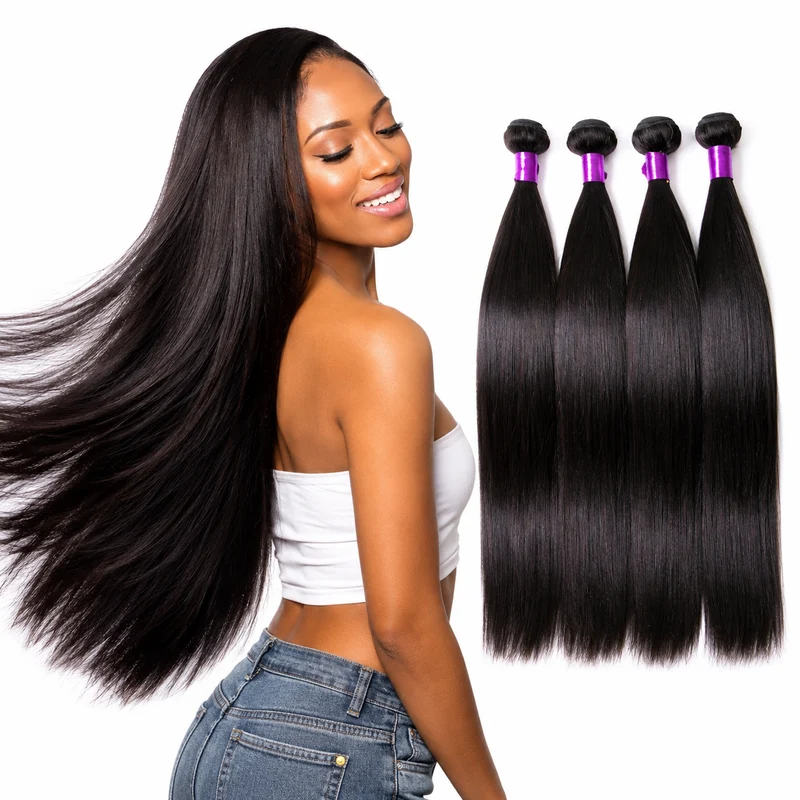 Brazilian Straight Hair Bundle 1B Human Hair Soft Wefts