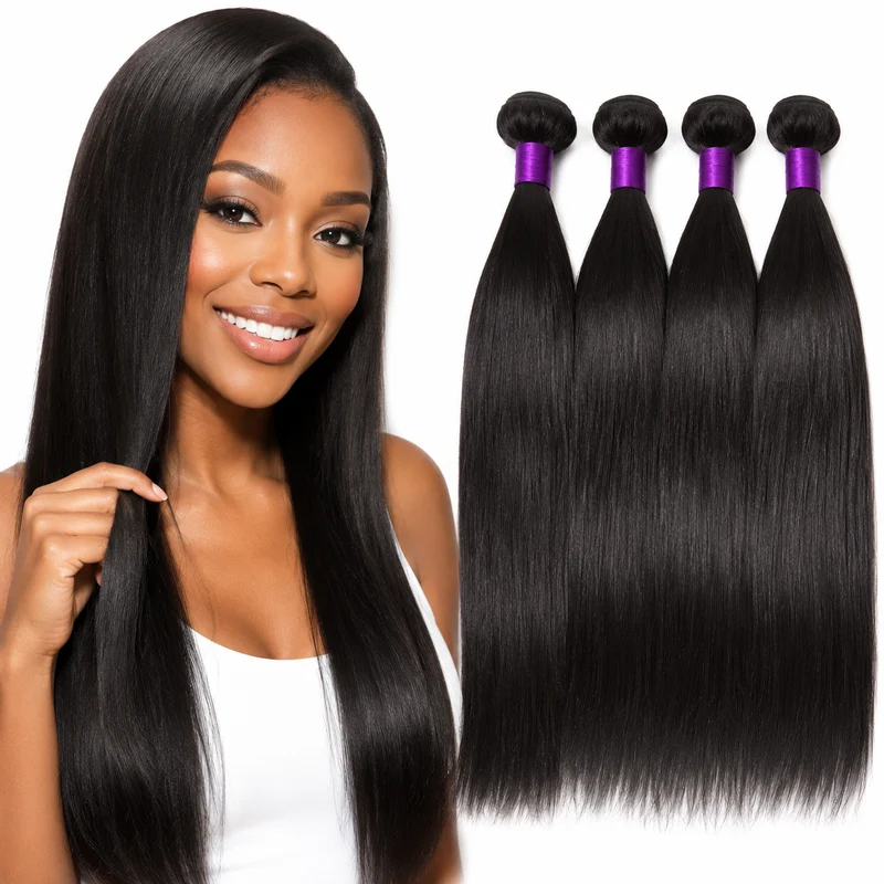 Brazilian Straight Hair Bundle 1B Human Hair Soft Wefts