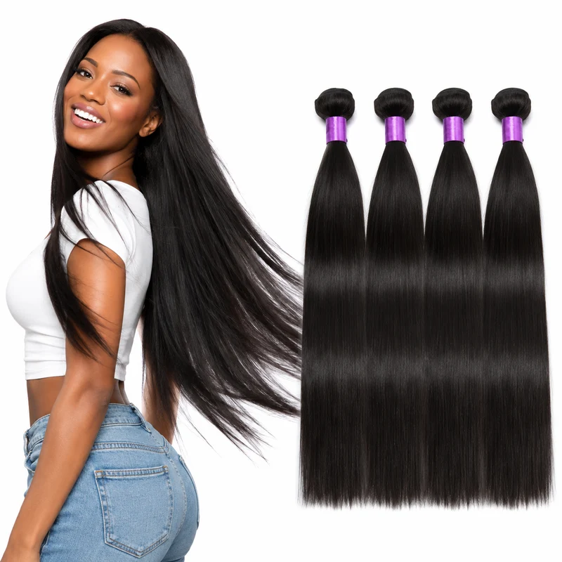 Brazilian Straight Hair Bundle 1B Human Hair Soft Wefts